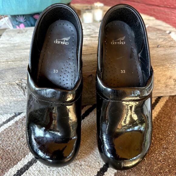 Dansko XP Clogs Women 33 Stapled Black Leather Professional Nurse Comfort Shoes - Picture 1 of 9
